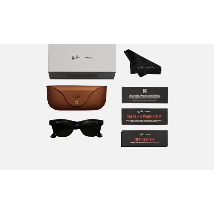 Meta Ray-Ban Smart Glasses Wayfarer Large 53/22/155 Matte Black/Clear to G-15 Green Transitions RW4008