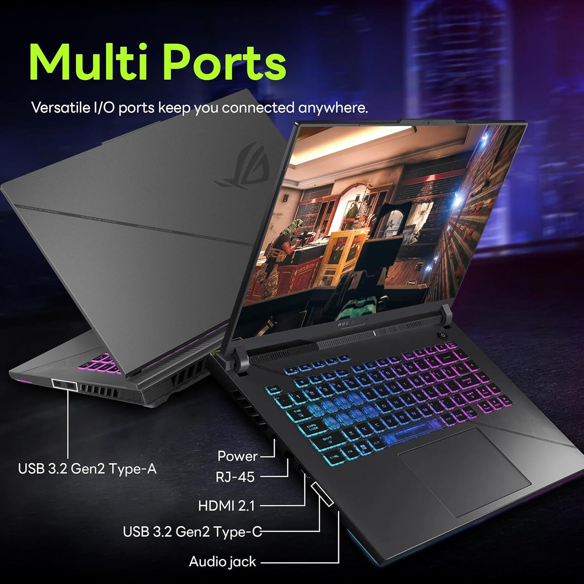 ASUS ROG Strix G16 16" 165Hz FHD Gaming Laptop, Intel i9-13980HX, 64GB DDR5, 2TB SSD, NVIDIA GeForce RTX 4060 8GB, Backlit Keyboard, HD Webcam, Wi-Fi 6E, Gray, Win 11 Pro, 256GB Docking Station Set