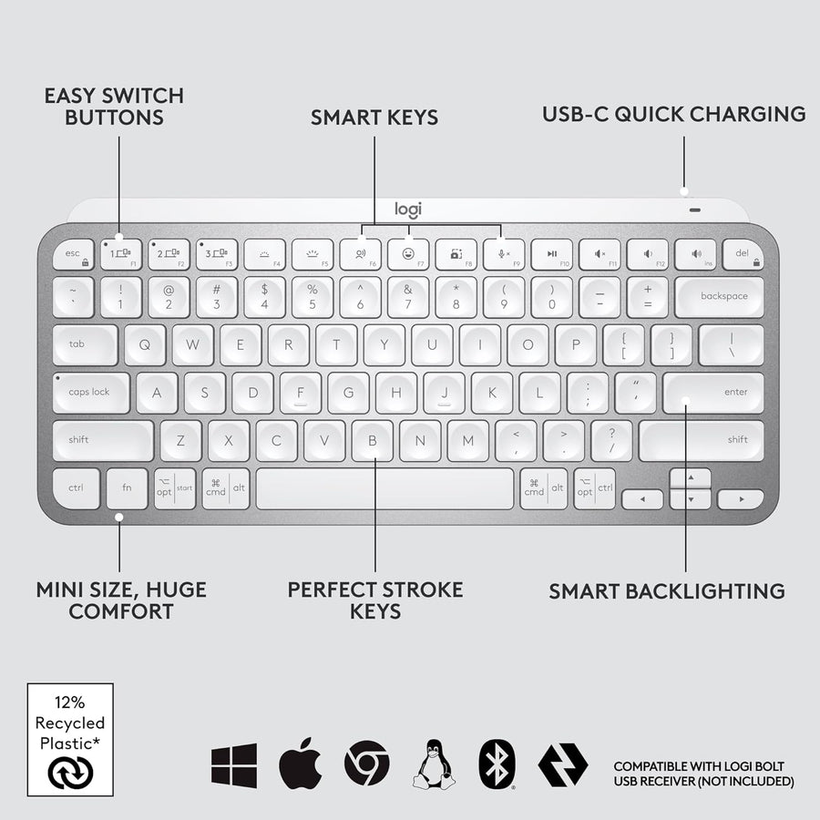 Logitech MX Keys Mini Minimalist Wireless Illuminated Keyboard
