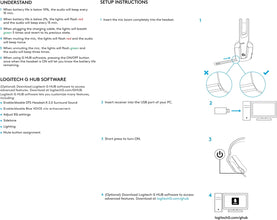 Logitech G Logitech G733 LIGHTSPEED Wireless Gaming Headset with suspension headband, LIGHTSYNC RGB, Blue VO!CE mic technology and PRO-G audio drivers - Black