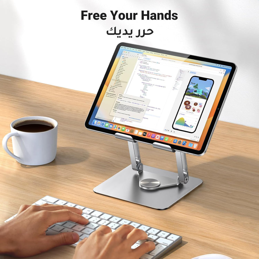 UGREEN iPad Stand 360° Rotation Stable Dual Rod Adjustable Tablet Stand for Desk Tablet Holder Mobile Phone Holder Compatible with iPad Pro/Air Galaxy Tab/iPhone 16