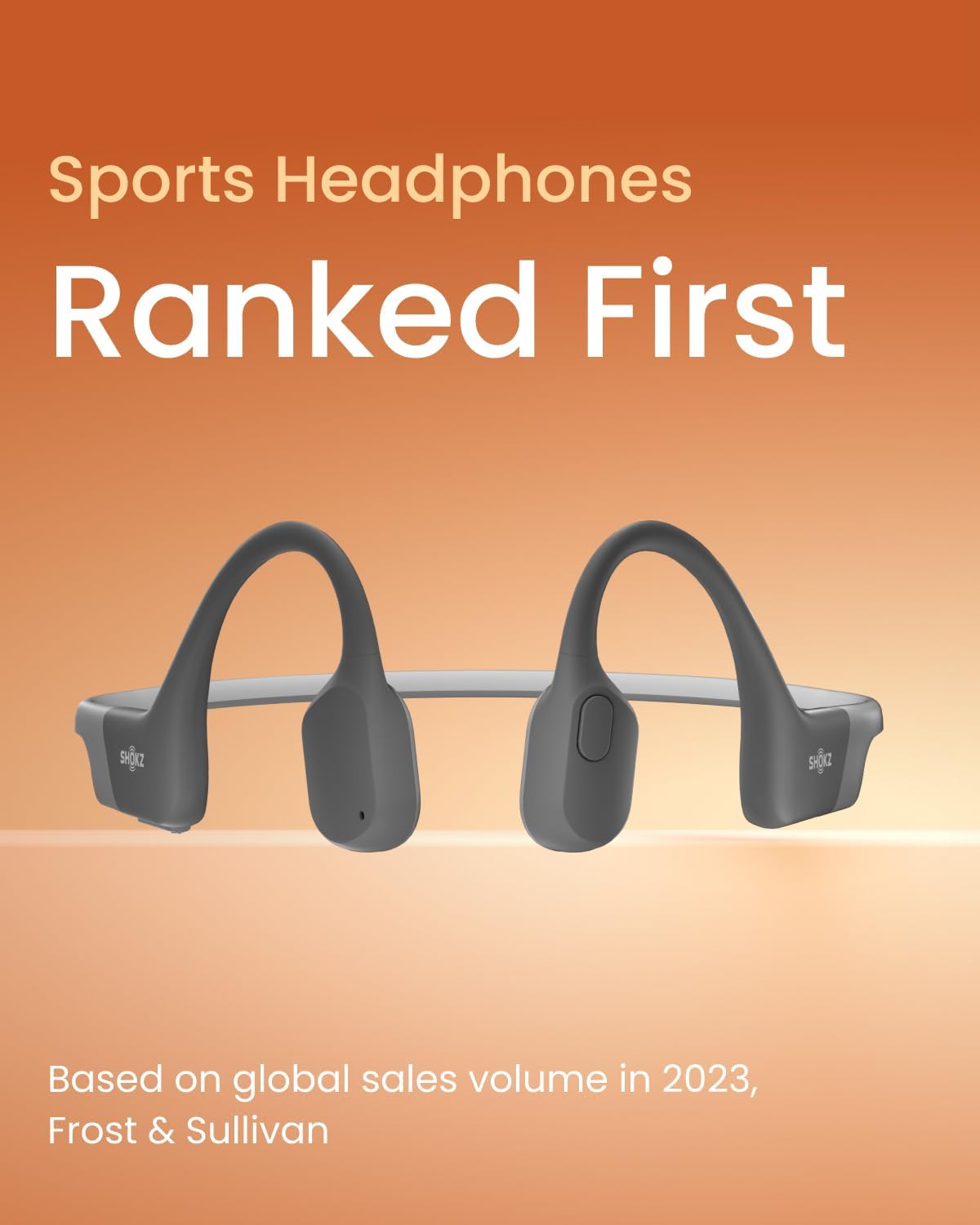 SHOKZ OpenRun Wireless Bone Conduction Headphones, Open-Ear Bluetooth Earphones with Mic, Waterproof Sports Headset with 8H Playtime for Running Workout(Lunar Grey)
