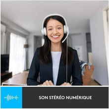 Logitech H390 Wired Headset for PC/Laptop, Stereo Headphones with Noise Cancelling Microphone, USB-A, In-Line Controls, Works with Chromebook - Off-white