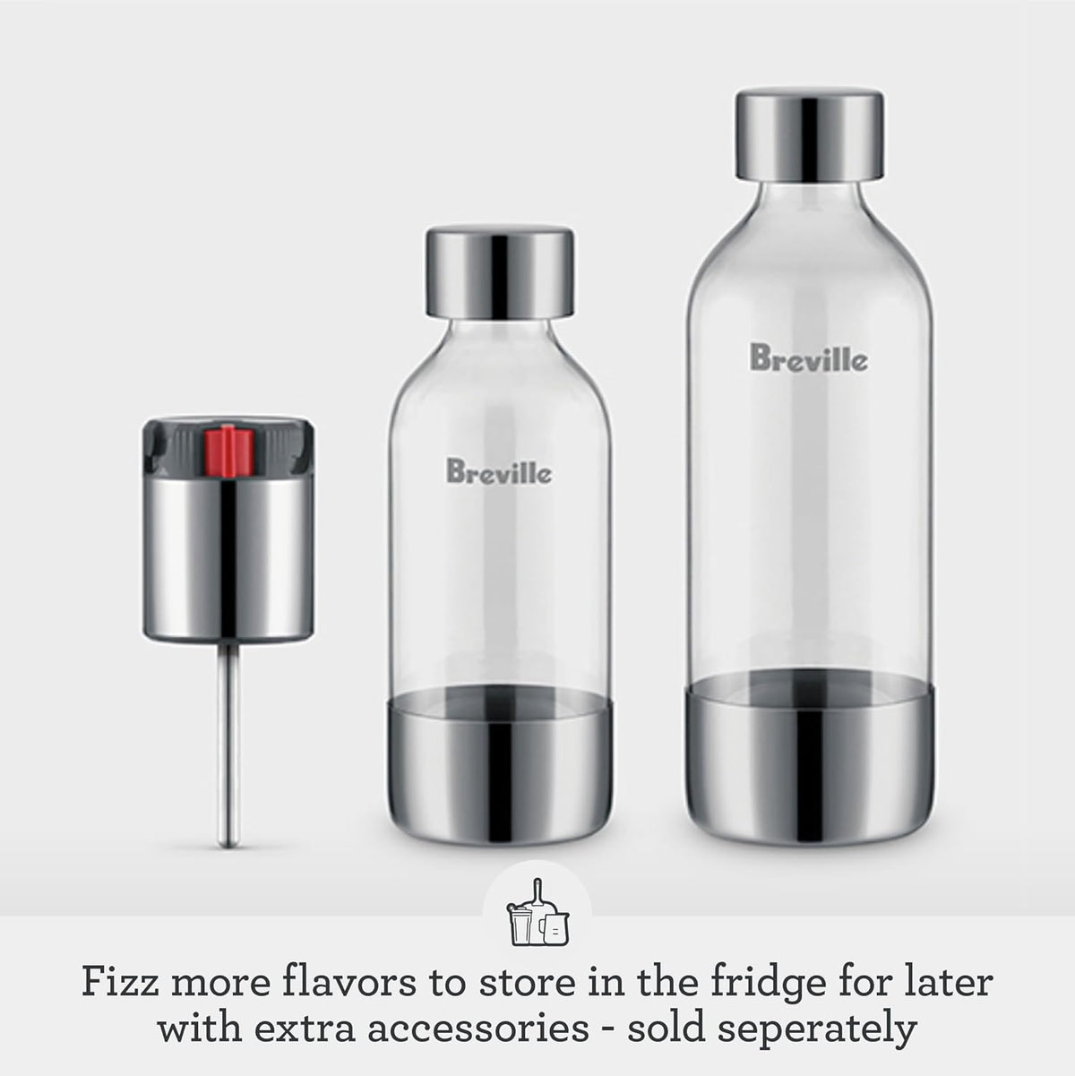 Breville the InFizz™ Fusion Sparkling Beverage Carbonator, BCA800BSS, Brushed Stainless Steel