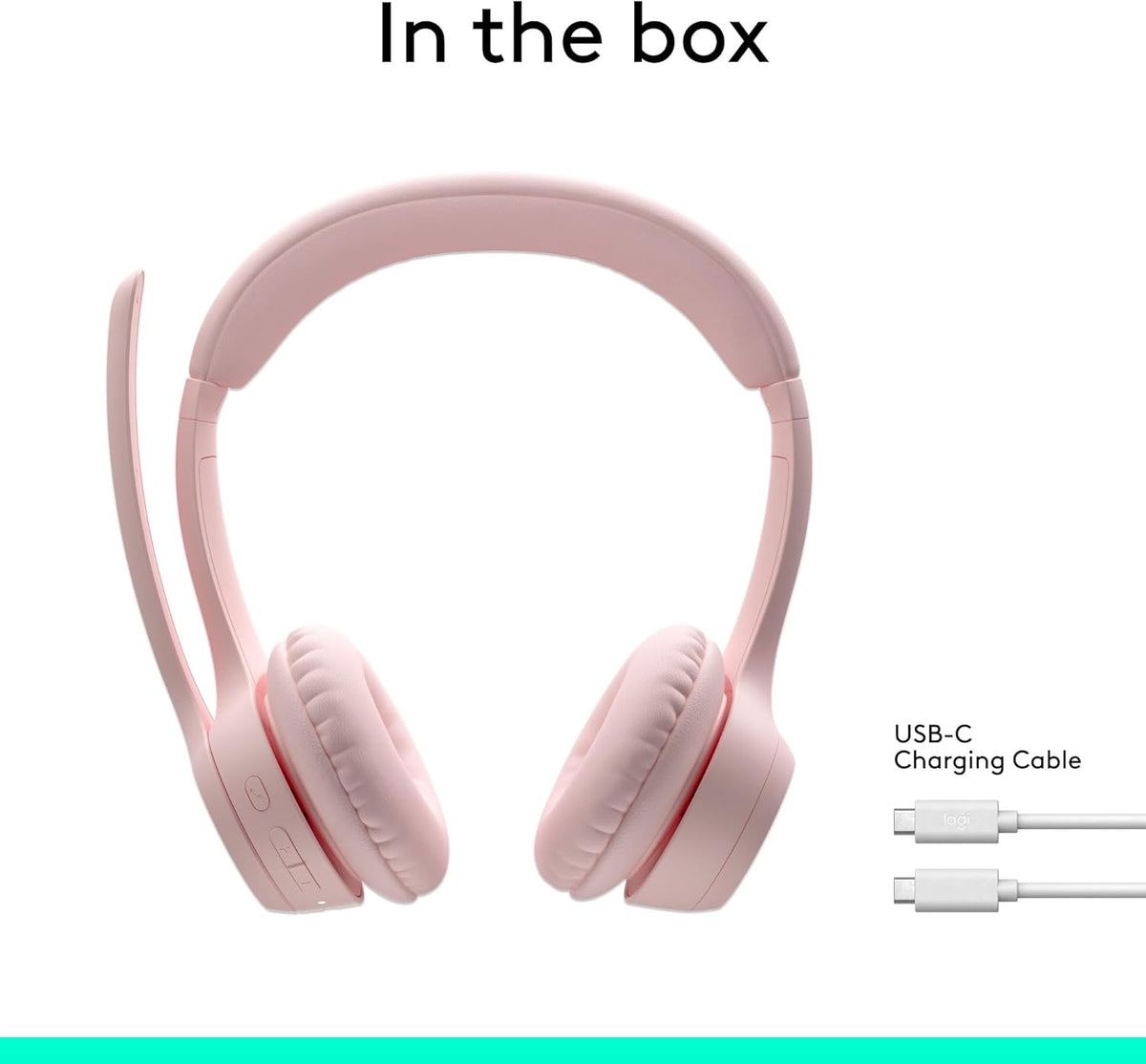 Logitech Zone 300 Wireless Bluetooth Headset With Noise-Cancelling Microphone, Compatible with Windows, Mac, Chrome, Linux, iOS, iPadOS, Android – Rose