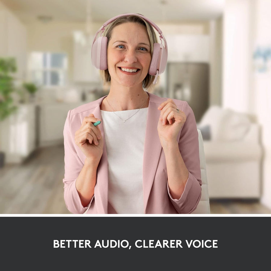 Logitech Brio 500 Full HD webcam and Zone Vibe 100 wireless headphones with noise-canceling mic