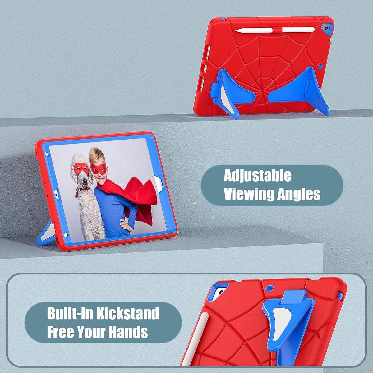 Herize iPad 9/8/7th Generation Case With Pencil Holder for Kids Boys Girls 2021 | Shockproof iPad 10.2 Case 7 8 9 Gen with Stand | Heavy Duty Rugged iPad 8th/7th Generation Case A2200 A2270