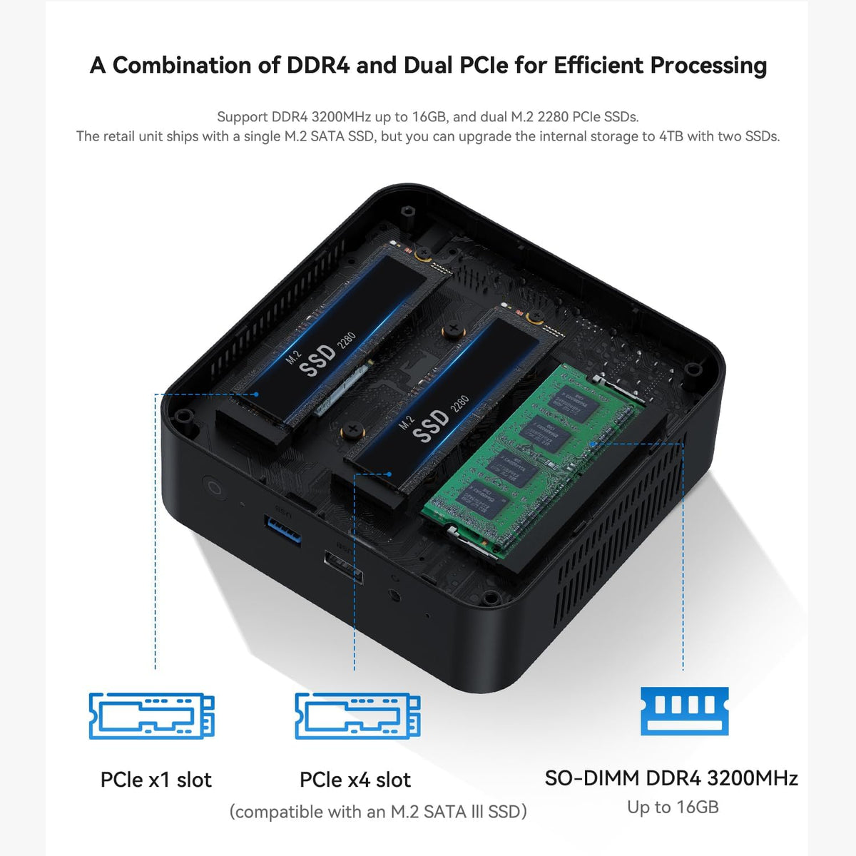 TRIGKEY Mini PC, 12th Intel Processor Key-N100 4C/4T (Up to 3.4GHz) 16G DDR4 500G SSD, Mini Computer Support Dual HDMI 4K@60Hz Output/ 2 * 1000M LAN/WiFi-5/ BT 5.0/USB3.2 Micro pc
