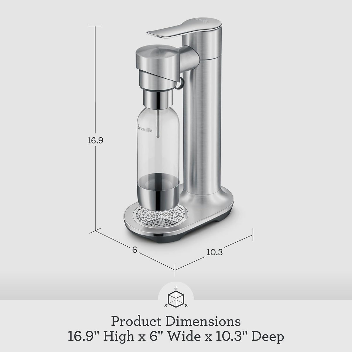 Breville the InFizz™ Fusion Sparkling Beverage Carbonator, BCA800BSS, Brushed Stainless Steel
