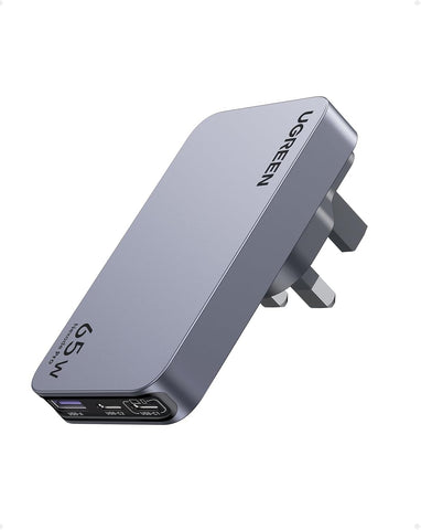 UGREEN Nexode Pro 65W USB C Charger, Travel Adapter with UK/EU Plug【GaNII Upgrade】3-Port GaN Ultra-Slim Fast Charger Wall Charger Adapter for MacBook Pro/Air, Dell XPS, iPad Pro, iPhone, Samsung, etc