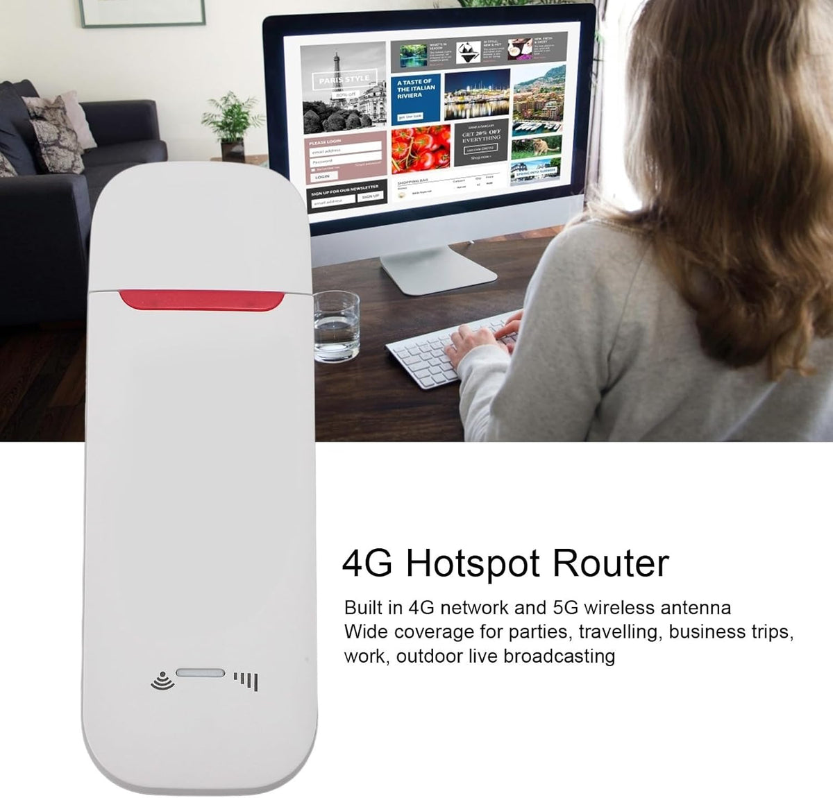 500Mbps 4G LTE USB Modem Dongle with SIM Card Slot, High Speed Portable Travel Hotspot, Up to 10 Users, for Europe, Asia, Oceania, Africa, Simply Plug and Play