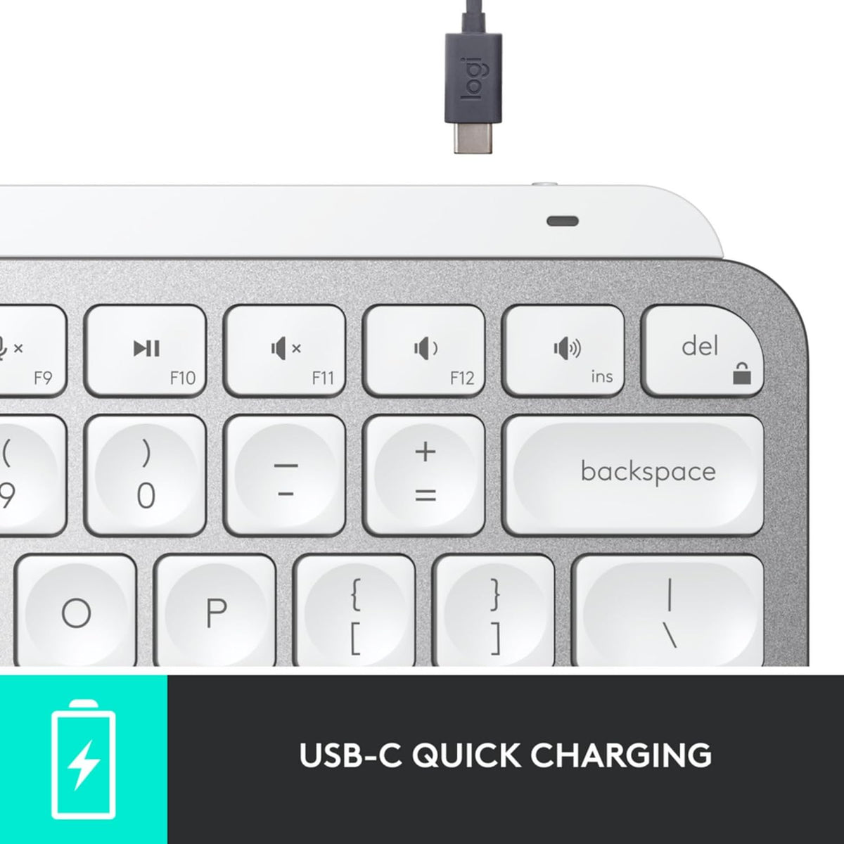 Logitech MX Keys Mini Minimalist Wireless Illuminated Keyboard, Compact, Bluetooth, Backlit, USB-C, Compatible with Apple macOS, iOS, Windows, Linux, Android, Metal Build, US Intl Layout - Pale Grey