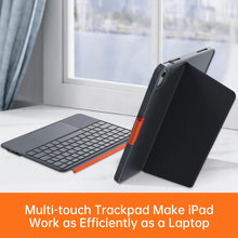 Case with Keyboard Compatible for iPad 10th Generation: Bluetooth Wireless Detachable Magnetic Stand Rechargeable Keyboard with Folio Slim Compact Removable Cover with Trackpad, White Backlit/Grey