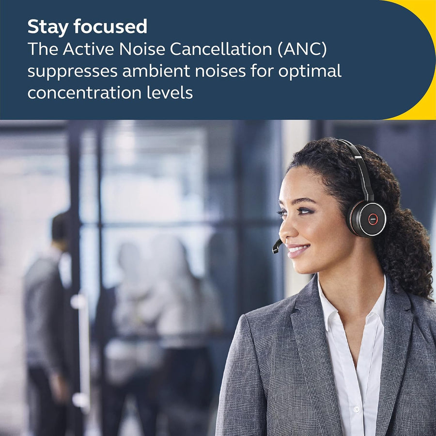 Jabra Evolve 75 SE Stereo Wireless Headset - Bluetooth Headset with Noise-Cancelling Microphone