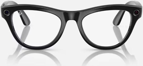 Rayban Meta Skyler Smart Glasses, Advanced Camera & Video, Integrated Speakers & Microphones, Smart Controls, Battery & Storage, Shiny Black / Clear to Transitions Cerulean Blue | RW4010