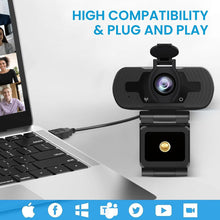 Generic 1080P Webcam with Microphone, HD webcam, Built-in noise Reduction Mics, Plug and Play USB Webcam for laptops, desktops, YouTube, Facebook