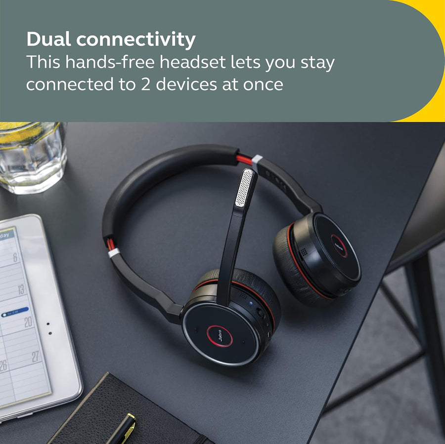 Jabra Evolve 75 SE Stereo Wireless Headset - Bluetooth Headset with Noise-Cancelling Microphone