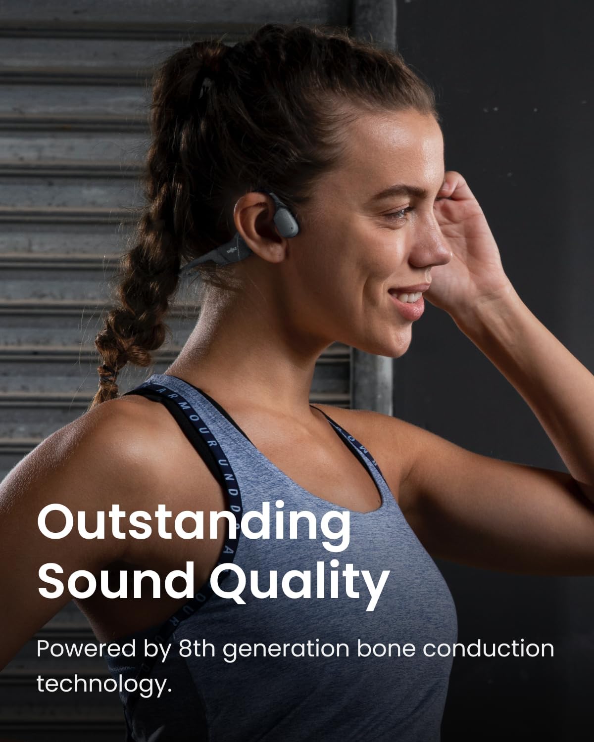 SHOKZ OpenRun Wireless Bone Conduction Headphones, Open-Ear Bluetooth Earphones with Mic, Waterproof Sports Headset with 8H Playtime for Running Workout(Lunar Grey)
