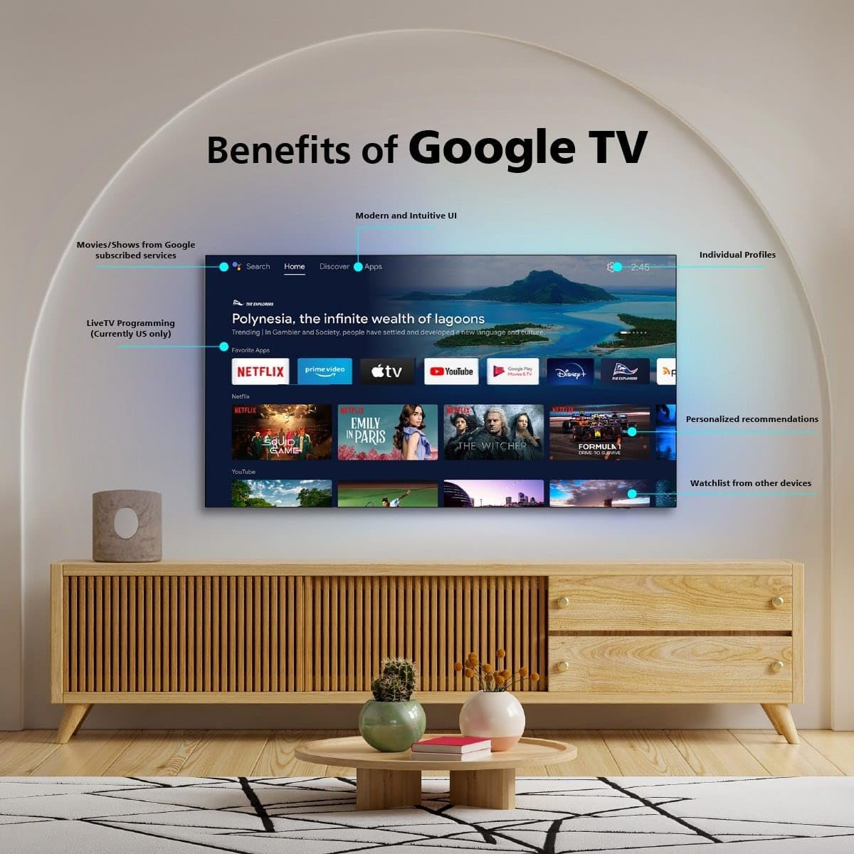 PHILIPS 55 Inch 4K Ultra HD Smart Google TV with Hands-Free Voice Control Dolby Vision Atmos HDR10 with built-in Google Assistant (2024 Model) 55PUT7129/56 Black