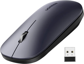 UGREEN Wireless Mouse, Slim Mouse Silent Mice Noiseless for Laptop with 2.4G USB Adapter Ultrafast Scrolling Portable Mice 4 Adjustable DPI Compatible with PC HP Lenovo ASUS Dell Smart TV-Black