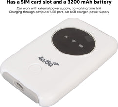 Airshi Mobile Hotspot, Portable Unlocked Mobile WiFi Router 4G LTE Router Built in 3200MAh Battery & Sim Card Slot, Up to 300Mbps Download Speed & Up to 10 WiFi Connect Devices