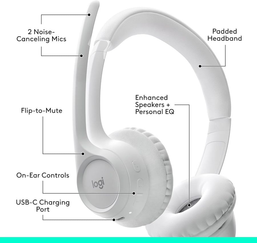 Logitech Zone 300 Wireless Bluetooth Headset With Noise-Cancelling Microphone