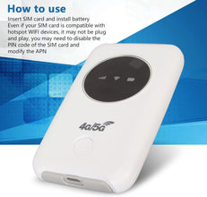 Airshi Mobile Hotspot, Portable Unlocked Mobile WiFi Router 4G LTE Router Built in 3200MAh Battery & Sim Card Slot, Up to 300Mbps Download Speed & Up to 10 WiFi Connect Devices