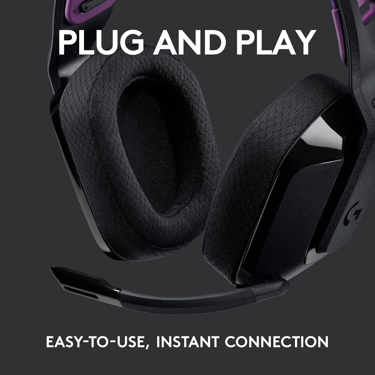 Logitech G535 LIGHTSPEED Wireless Gaming Headset - Lightweight on-ear headphones, flip to mute mic, stereo, compatible with PC, PS4, PS5, USB rechargeable - Black