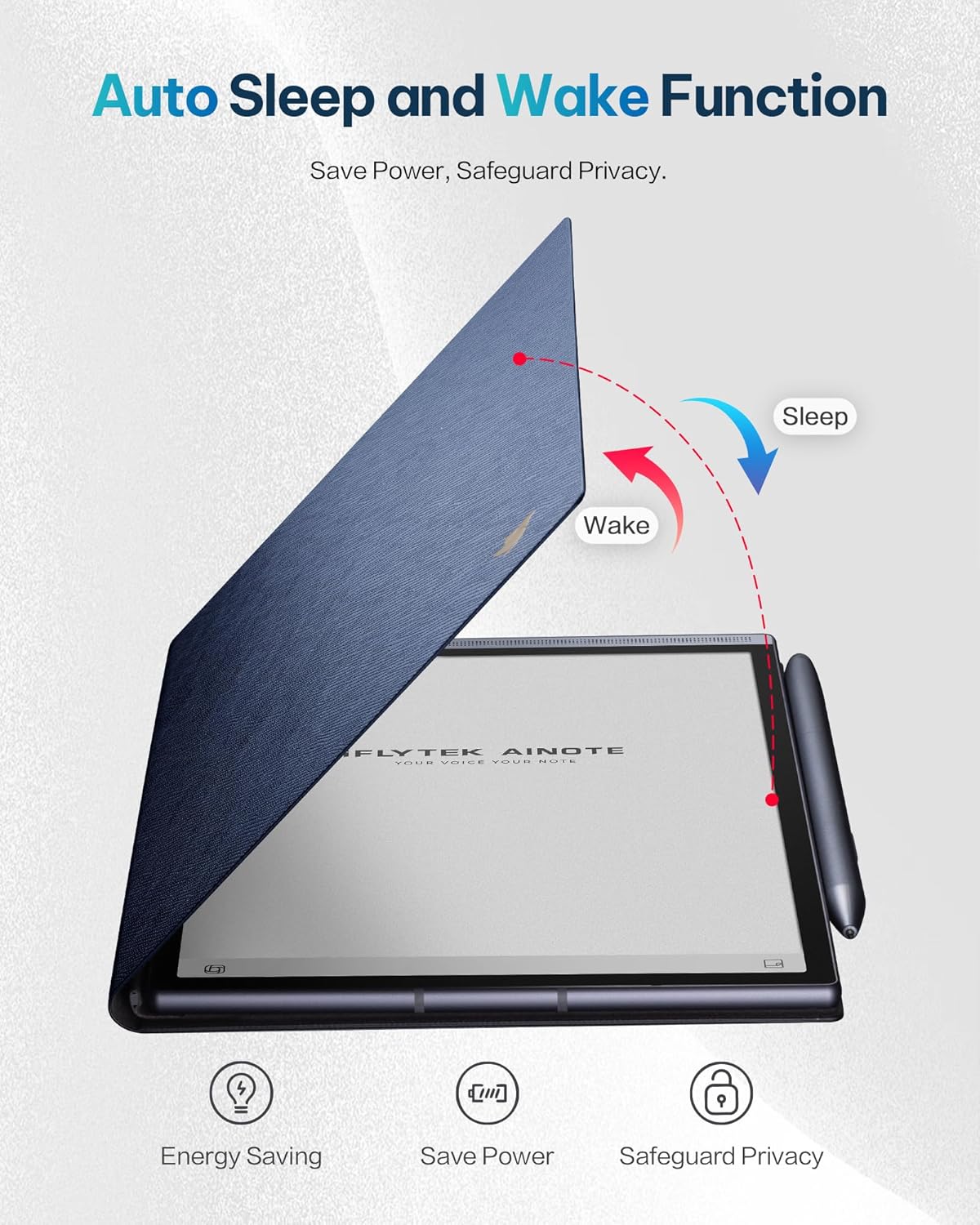 Protective Folio Case for iFLYTEK AINOTE Air2 Note-Taking Tablet 8.2", Premium PU Leather, Slim& Lightweight, Durable Cover with a Pen Clip for E-Ink Writing Tablet, Water and Dustproof, Blue