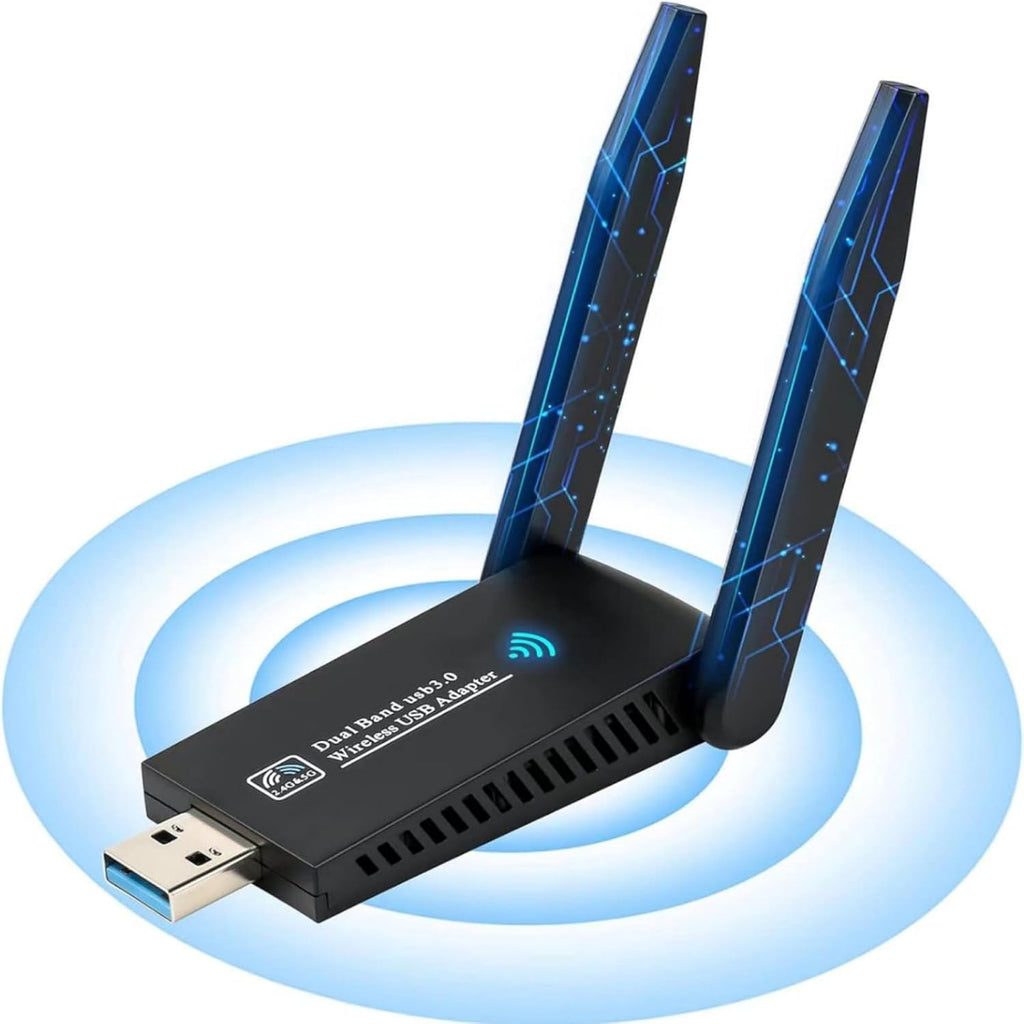 Lullaxx USB WiFi Adapter, 1300Mbps 5dbi WiFi Receiver 802.11 Dongle with High-Performance 5Ghz/2.4Ghz Dual Band Antenna for Desktop PC Laptop Tablet, Supports Windows XP/7/8/10, Mac OS X