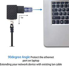 KASTWAVE Ethernet Adapter 90 Degree, 2 Pack Right Angled RJ45 Male to Female Ethernet Extender Adapter, Cat5e/Cat6 RJ45 Ethernet for Modem, Router, PC, Network Printer, Laptop, LAN, Switch