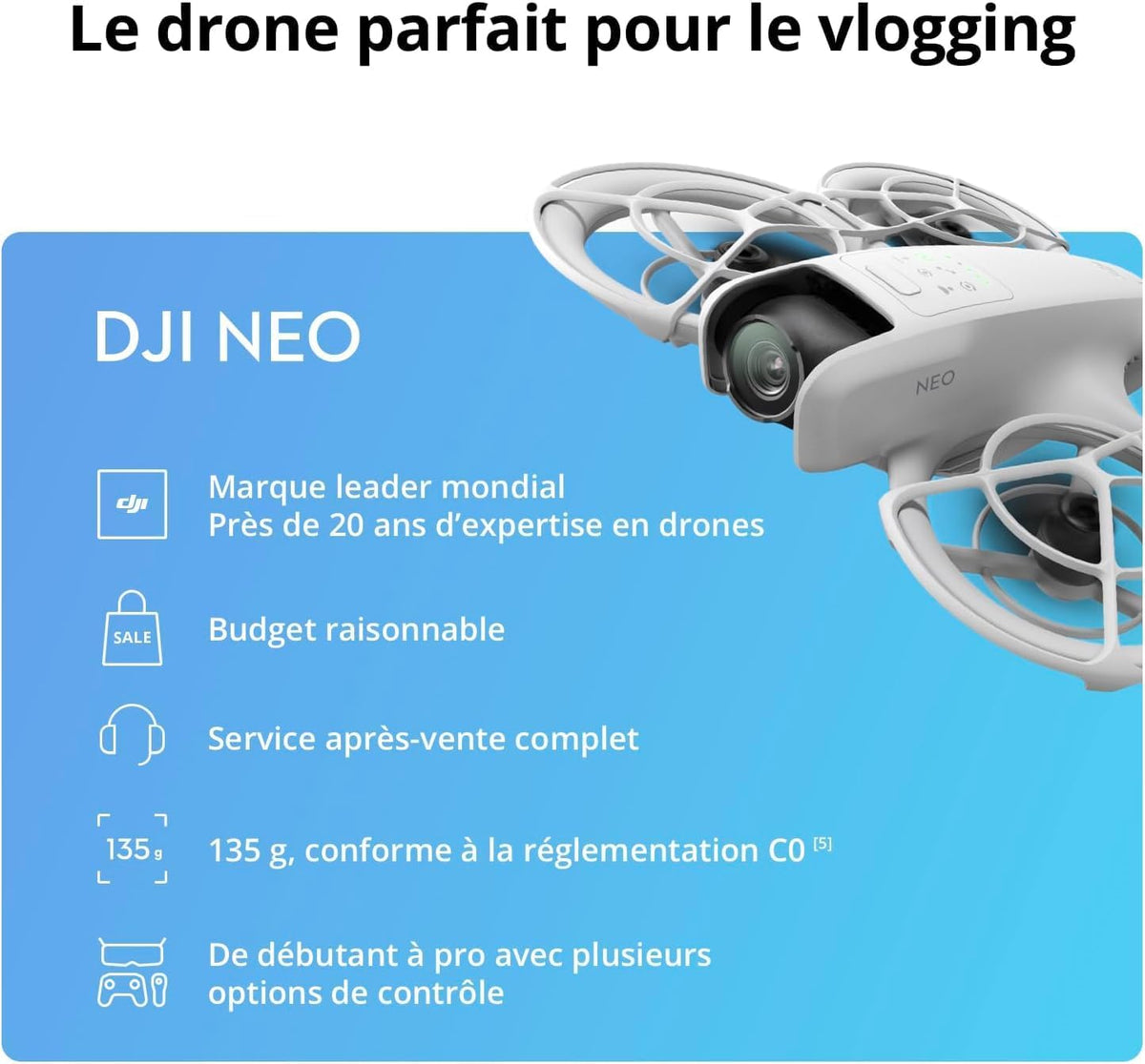 DJI Neo Fly More Pack, Mini Drone with 4K UHD Camera for Adults, 135g Drone That Follows You, Take Off from Hand, AI Target Tracking, QuickShots, with RC-N3 and 3 Batteries
