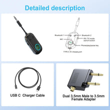 Angju Bluetooth 5.3 Transmitter Receiver for 2 AirPods or BT Devices, Bluetooth Wireless Transmitter for Headphones, 3.5mm Aux Audio Jack Adapter for in-Flight TV Car Home Stereo System