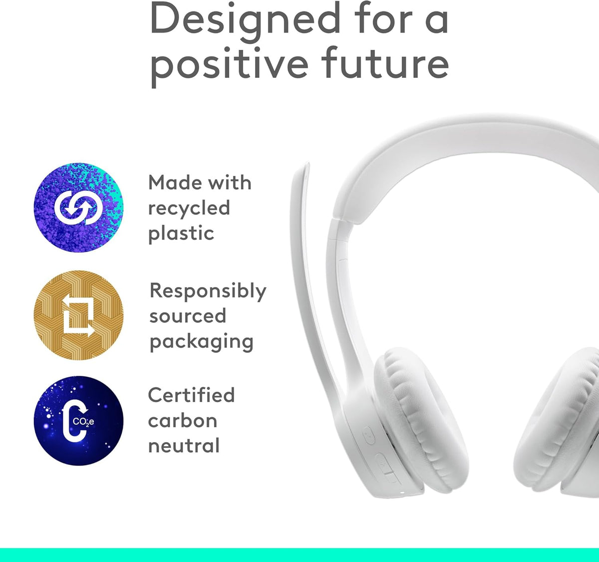 Logitech Zone 300 Wireless Bluetooth Headset With Noise-Cancelling Microphone, Compatible with Windows, Mac, Chrome, Linux, iOS, iPadOS, Android – Off White