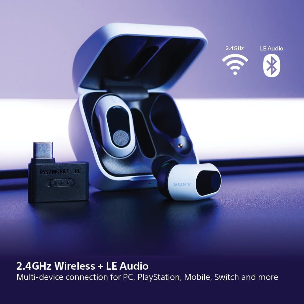 Sony INZONE Buds Truly Wireless Noise Cancelling Gaming Earbuds, 360 Spatial Sound, Industry-leading 12H battery life, Low delay 2.4GHz/LE Audio, For PC/PS5/Mobile/Nintendo Switch, WF-G700N, White