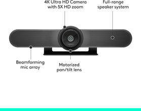 Logitech MeetUp Video Conferencing System, Ultra HD 4K/1080p/720p, 3 Microphones/Adjustable Speakers, Wide Field of View 120°, PC/Mac/Laptop/Macbook/Tablet - Black