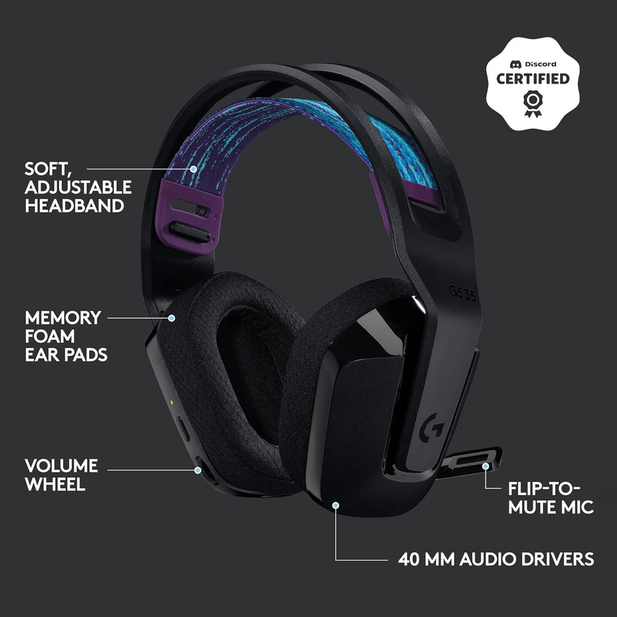 Logitech G535 LIGHTSPEED Wireless Gaming Headset - Lightweight on-ear headphones