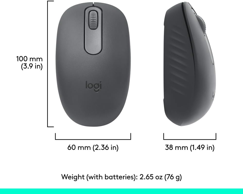 Logitech M196 Bluetooth Wireless Mouse, Compact and Portable Mouse for Laptops, Tablets and More, 12-Month Battery, Smooth Tracking, Compatible With PC and Mac, Windows and macOS - Graphite