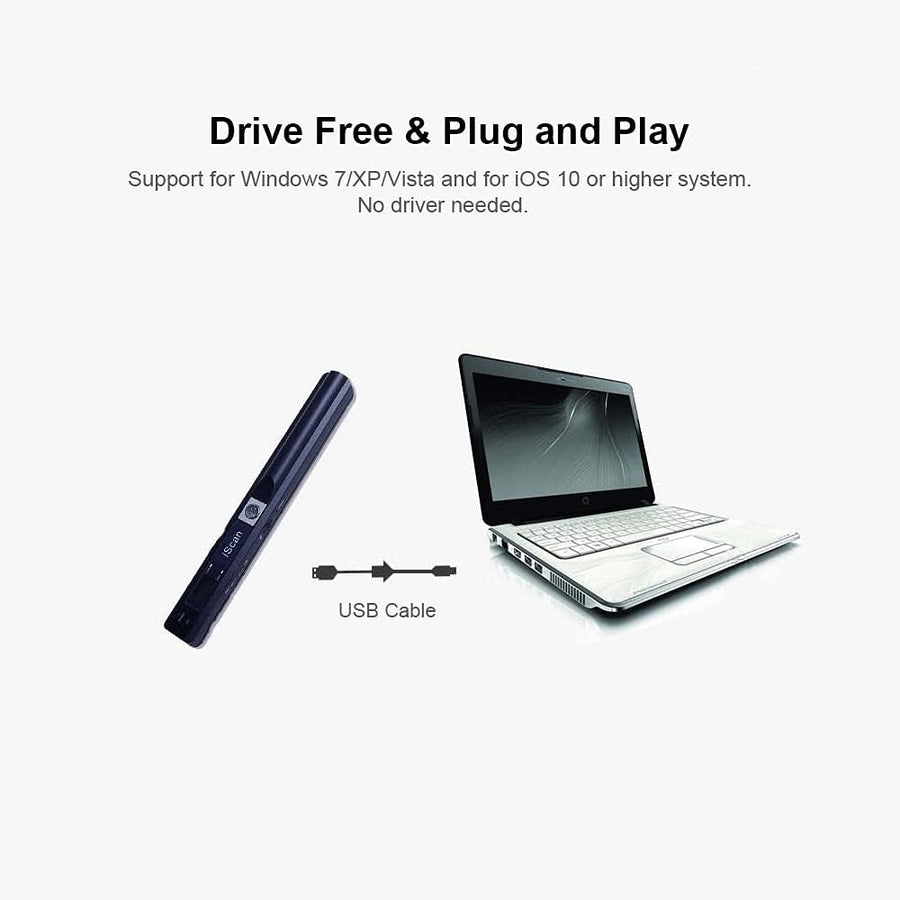 Honsto iScan Portable Scanner Mini Handheld Document Scanner A4 Book Scanner JPG and PDF Format 300/600/900 DPI