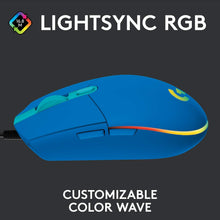 Logitech G203 2nd Gen Wired Gaming Mouse, 8,000 DPI, Rainbow Optical Effect LIGHTSYNC RGB, 6 Programmable Buttons, On-Board Memory, Screen Mapping, PC/Mac Computer and Laptop Compatible - Blue