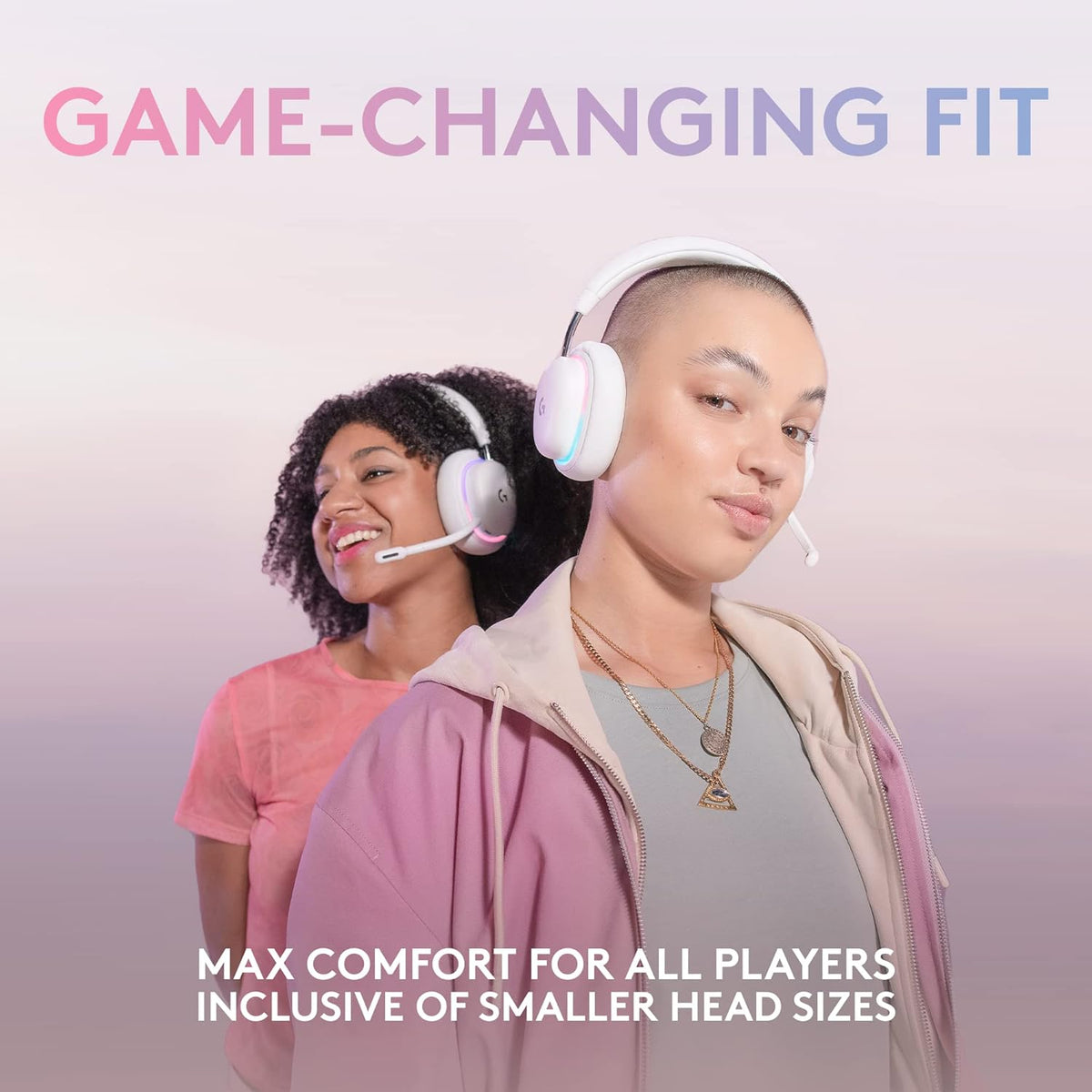 Logitech G G735 Wireless Gaming Headset, Customisable LIGHTSYNC RGB Lighting, LIGHTSPEED, Bluetooth, 3.5 MM Aux Compatible with PC, Mobile Devices, Detachable Microphone - White Mist