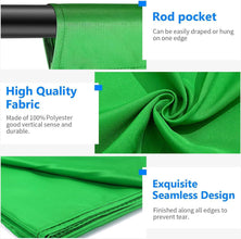 Neewer 10x20 ft/3x6 Meters Photography Backdrop Background, Green Chromakey Muslin Background Screen for Photo Video Studio, Zoom, YouTube, Gaming (Background Only) | 10083673