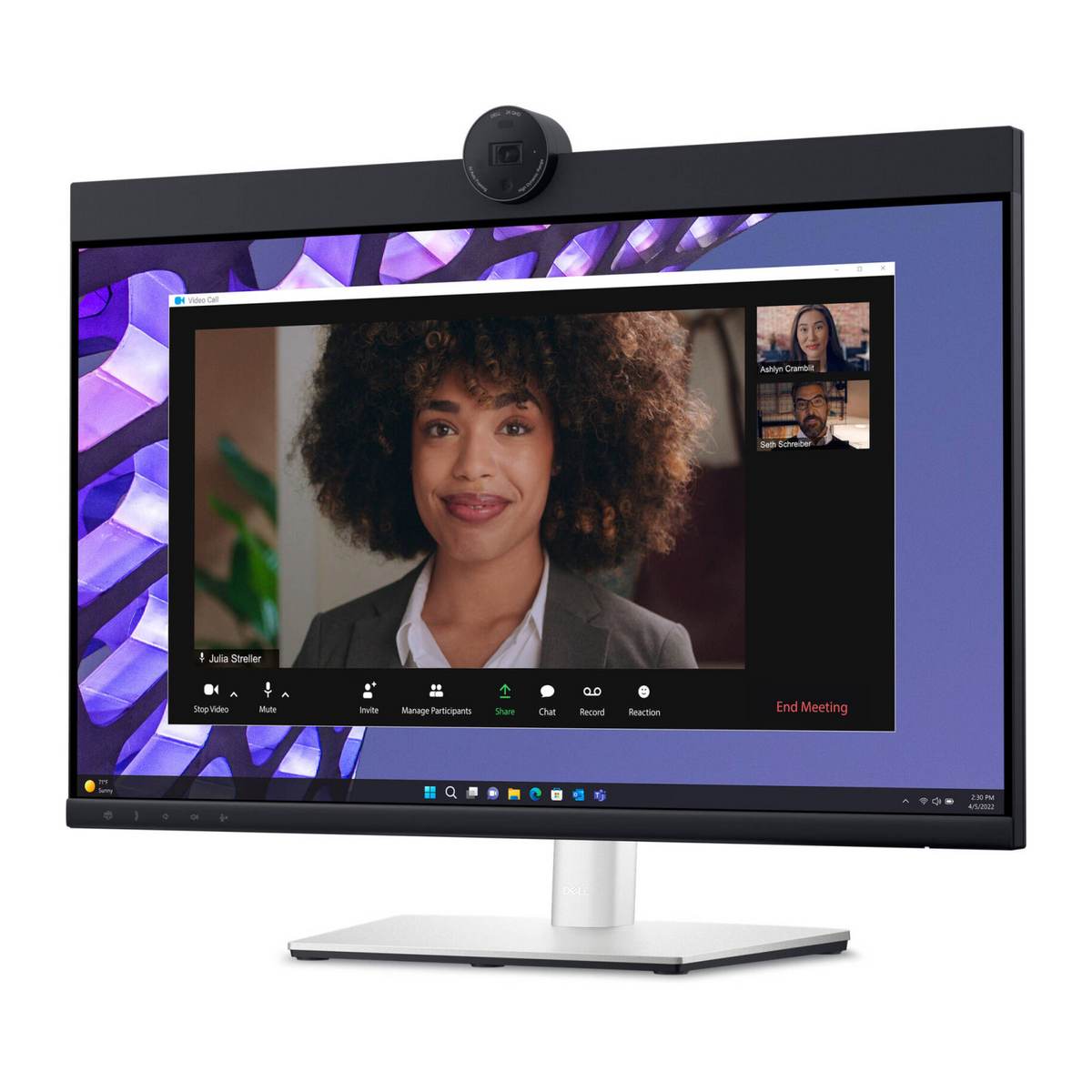 Dell P2424HEB Conferencing Monitor, 23.8" FHD IPS Display, 60Hz Refresh Rate, 5ms (Fast GtG) Response Time, Built-In 4mp RGB + IR 2K Camera, 2x 5w Built-In Speaker, ComfortView Plus, Silver | P2424HEB
