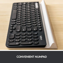 Logitech K780 Multi-Device Wireless Keyboard for Windows, Apple, Android or Chrome, Wireless 2.4GHz, Bluetooth, Smartphone and Tablet Cradle, Quiet, PC, Mac, Laptop, Arabic Layout - Dark Grey/White