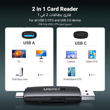 UGREEN SD Card Reader, USB 3.0 TF Type C Card Reader Dual Slot Memory OTG Adapter for Micro SD, SDHC, SDXC, MMC Compatible with iPad Pro,M1/M2 Mac iPhone15 Pro Max,Samsung S23 Ultra