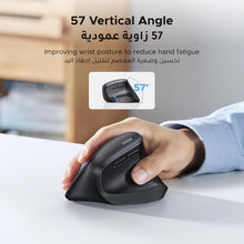 UGREEN Vertical Ergonomic Mouse, 4000 DPI Wireless Mouse Bluetooth & 2.4GHZ USB Receiver, 4 Adjustable DPI 1000/1600/2000/4000, Compatible Windows/MacOS/Linux/Chrome/Android, for MacBook, PC, Tablet