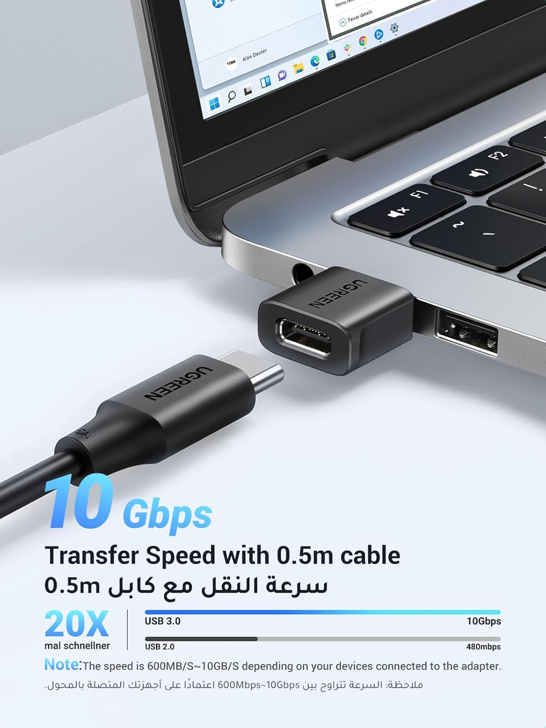UGREEN USB C to USB Adapter 2Pack 10Gbps Type C to A Connector