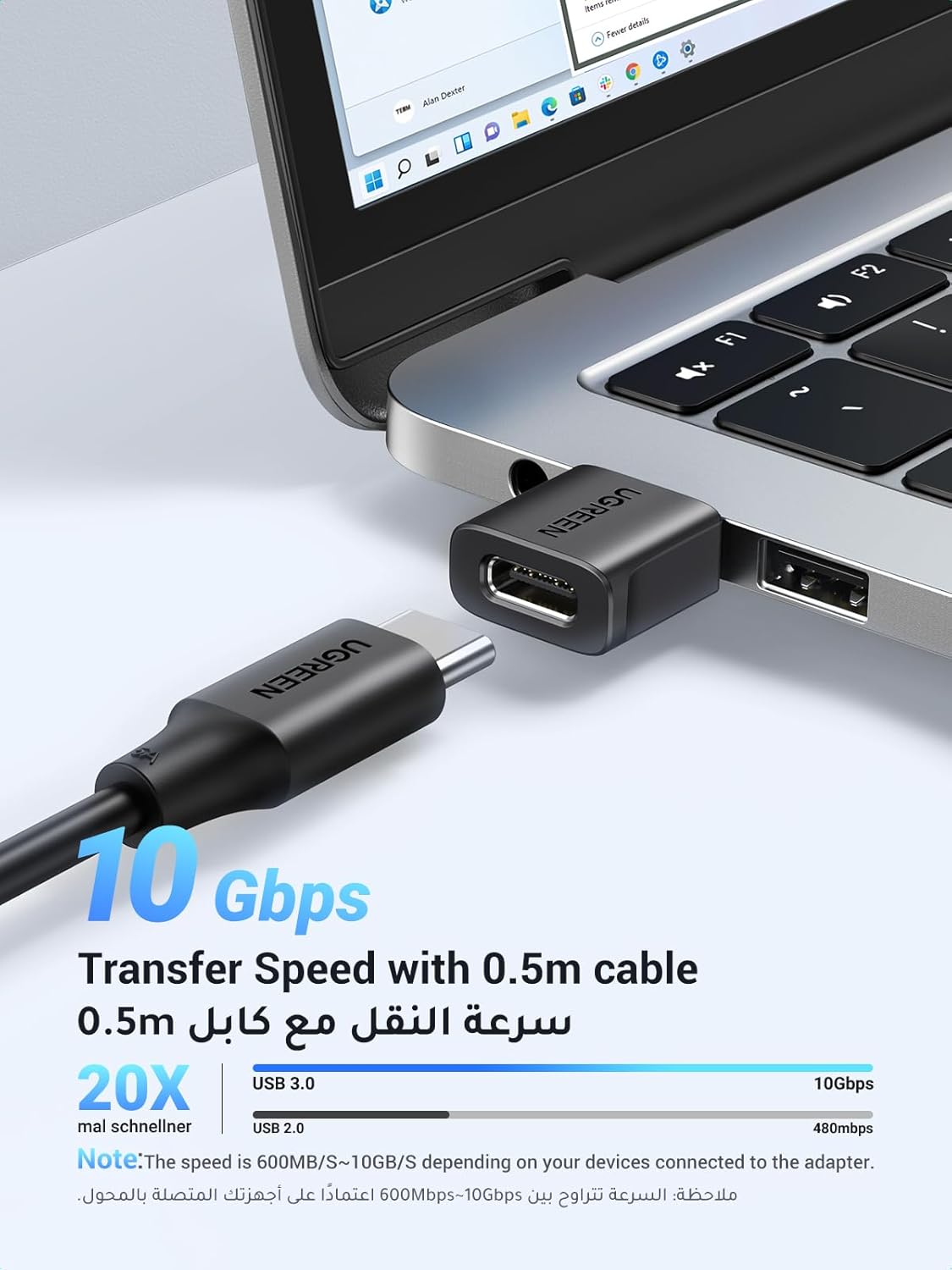 UGREEN USB C to USB Adapter 2Pack 10Gbps Type C to A Connector, C Female to A Male Adapter, TypeC Converter for iPad Pro Air, iPhone16 Pro Max,Galaxy S23 S24 Ultra