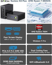 GMKtec Gaming Mini PC K8 Plus AMD Ryzen 7 8845HS(8C/16T, up to 5.1GHz) 32GB DDR5 RAM 1TB SSD, Desktop Computer Preinstalled Windows 11 Pro Dual NIC 2.5G, HDMI 2.1, USB4