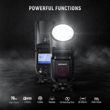 Neewer Z1-N TTL Round Head Flash Speedlite for Nikon, 76Ws Flash Power, 5600K Color Temperature, 7.4V 2600mAh Battery Capacity, LED Modeling Lamp, Energy Saving Mode, Black | 10100721